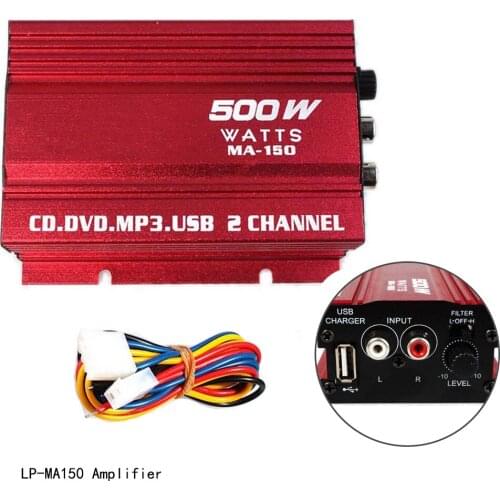 Car Audio Speaker Digital MP3 Low Distortion Red Stereo Connection Hi-Fi 12V Mini 65W LP-MA150 Amplifier Amp Radio RCA