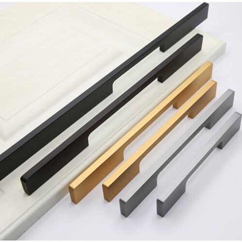 Black Cabinet Handles Solid Aluminum Alloy American Style Kitchen Cupboard Pulls Drawer Knobs Furniture Handle Hardware