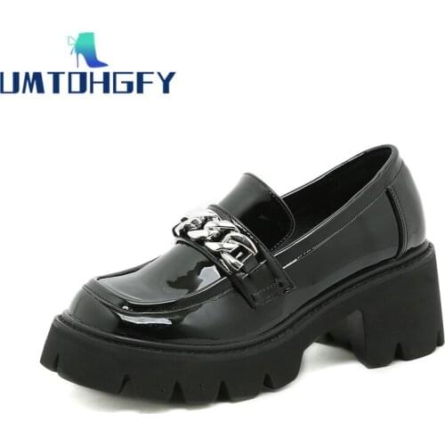 Spring Autumn Womens Metail China Loafers Flat Shoes Ladies Leather Platform Shoes Casual Buckle Shoes Ladies All-match Shoes