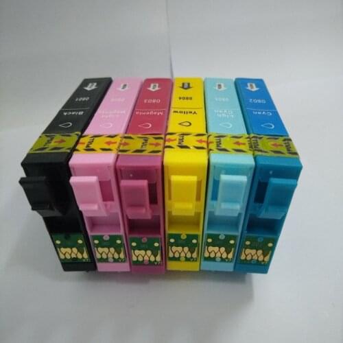 Einkshop 1Set T0801 Ink cartridge for Epson T0801 - T0806 for Epson Stylus P50 T59 R265 270 285 290 360 730WD 800FW 810W 820FWD