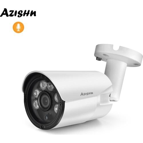 AZISHN H.265 IP POE 2.0MP Security Camera Audio Recording Outdoor Waterproof 1080P Night Vision Onvif Video Surveillance Camera