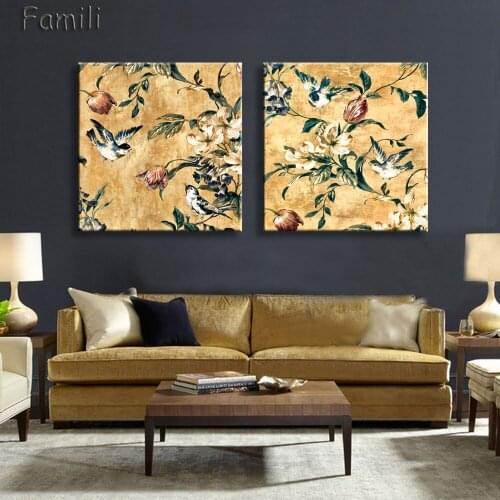 2pcs Abstract Impressionism Decoration Flowers Patterns Wall Art Pictures Canvas Painting For Living Room Home Decor Unframed