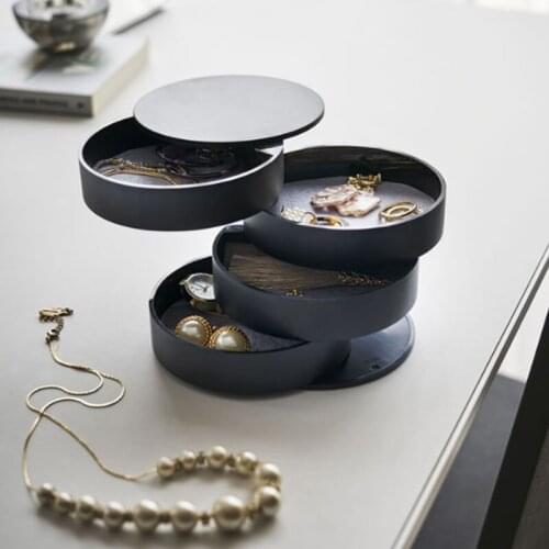 4 Colors ABS 4 Layer Jewelry Storage Box Rotatable Bedroom Cloakroom Jewelry Cosmetic Box With Lid For Women To Experience Best
