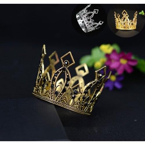 Crown Cake Topper Round Metal Tiara Cupcakes Crystal Rhinestone Crown Cake Decorations For Theme Party Birthday Decorations