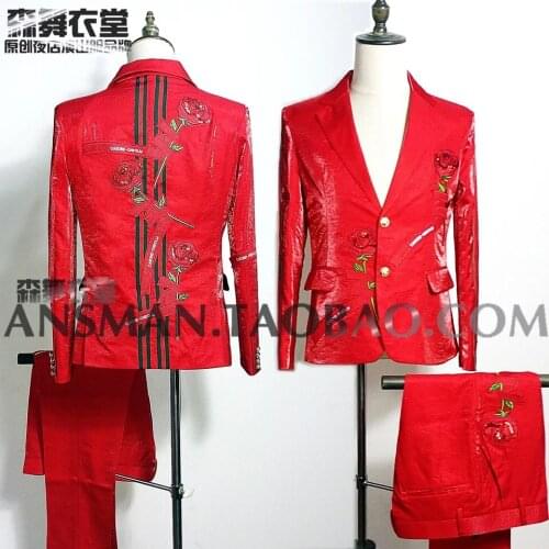 S-6XL!!!A male singer costumes embroidery suit mens cultivate ones morality personality trend The host dress