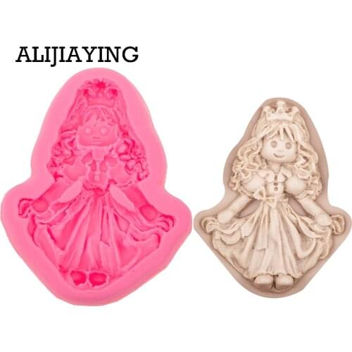 M0563 1Pcs Princess Girl Shaped fondant mold,doll resin clay chocolate candy silicone cake mould,fondant cake decorating tools