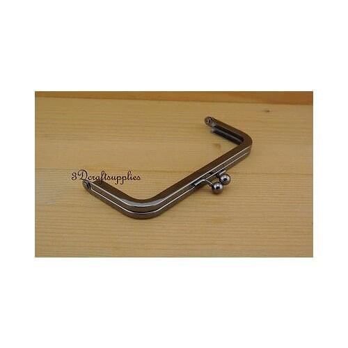 Metal purse frame glue on clasp clip gunmetal 6 inch X 2 1/2 inch L16