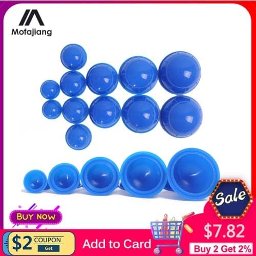 12pcs Vacuum Cans Suction Cups Cupping Set Silicone Cupping Therapy Cans Rubber Body Slimming Suction Cups Back Massager