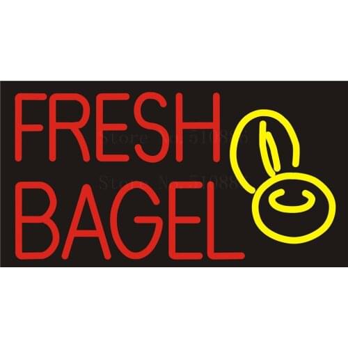 NEON Sign Board For Fresh Bagel Beer Bar Open Real GLASS Tube PUB Restaurant Signboard Display Store Light Custom Signs 17*14"