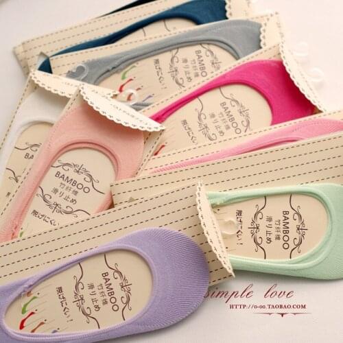 2017 New 10pairs/lot Candy Colors Bamboo fiber Womens ankle Socks super invisible sock anti-slip ladys female sox woman