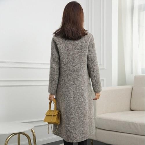 New 2020 Wool Coat Female Long Autumn Winter Jacket Women Woolen Coats Natural Mink Fur Pocket manteau femme WYQ1984 en s