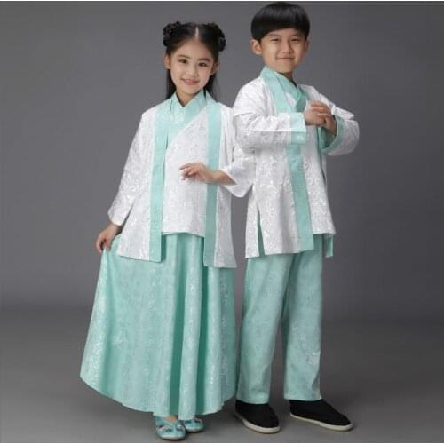 New Kids Chinese Traditional Costume Folk Dance Clothing Girl Boy Ancient Hanfu Cosply Costume Tang Dynasty Princess Costume 89