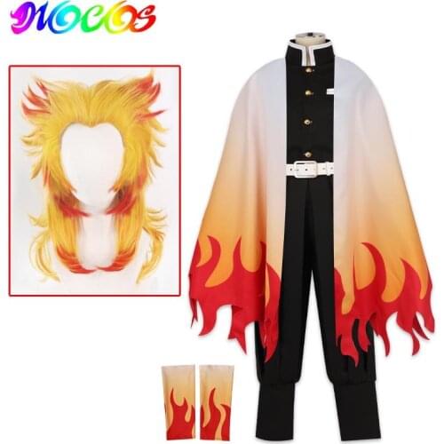 DIOCOS Demon Slayer Kimetsu No Yaiba Rengoku Kyoujurou Cosplay Costume Wigs