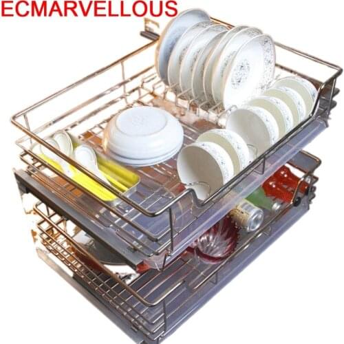 Platos And Organisadores Para Armario De Cosina Stainless Steel Organizer Cozinha Cocina Kitchen Cabinet Storage Basket