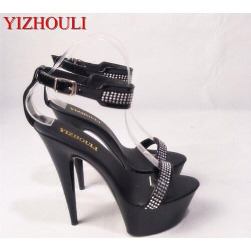 Transparent Crystal Noble Rhinestone Princess Dinner Formal Dress 15cm High-Heeled Shoes 6 Inch 4 Colours Sexy All-Match Sandals
