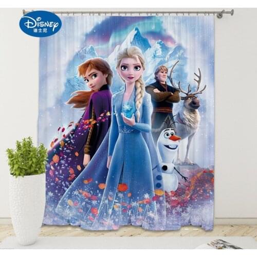 Disney cartoon curtain new digital printed brushed shading curtains Frozen elsa Princess digital custom curtains boy girl