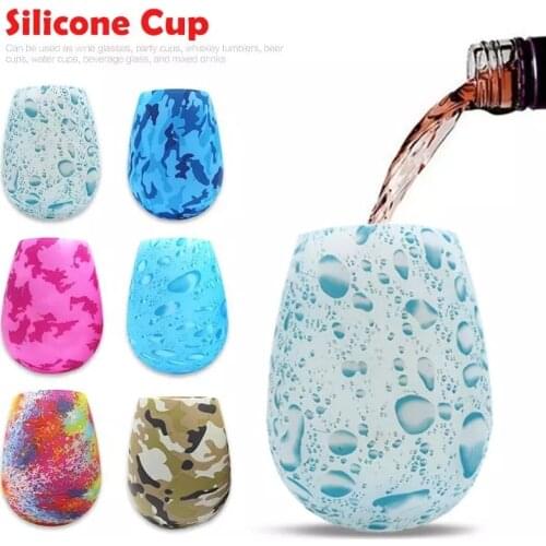 Silicone Wine Glass Cup Colorful Stemless Unbreakable Wine Cup Food Grade Portable Wine Beer Party Folding Beer Mug