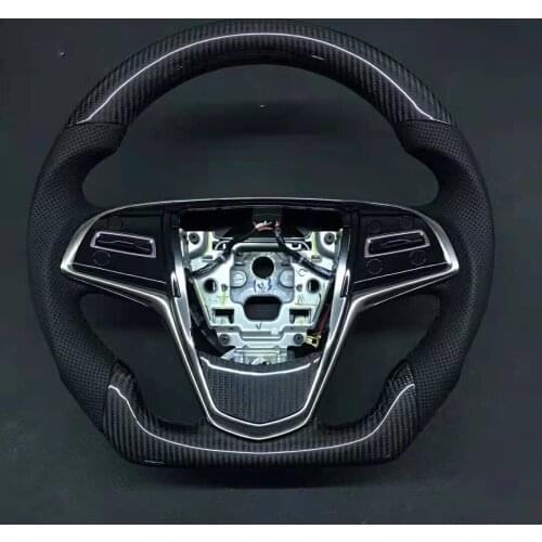 Matt/Gloss Cuatomized Real Carbon Fiber Sports Steering Wheel Alcantara Leather compatible for Cadillac ATS-L CTS ATS 2017-2021