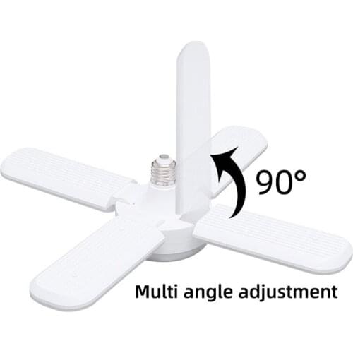 LED Garage Lights 4/3 Leaves E27 LED Garage Light Foldable E27 Bulb Ceiling Fixture 6000K 6000LM 60W Deformable Lamp