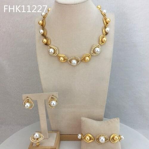 Yuminglai Dubai Fine Jewlery Pearl Jewelry Sets Fancy Jewelry for Women FHK11227