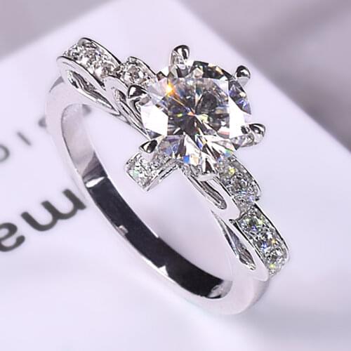 Bowknot Women Rings 925 Sterling Silver Big Diamond Jewelry Adjustable Luxury Engagement Wedding Exquisite Gift Elegant Fine