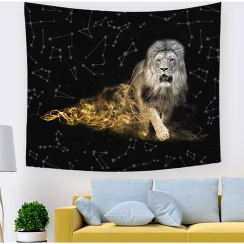 Animal Constellation Tapestry Space Moon Stars Tapestry Wall Hanging Black Night Tapestry Hippie For Bedroom Livingroom Decor
