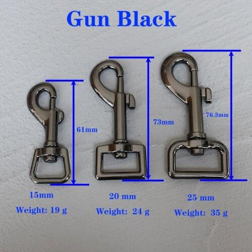 1 Pcs 15/20/25mm Gun Black Metal Snap Hook Strap Bag Buckles Metal Clasps Lobster Dog Leash Keychain Swivel Trigger Clips