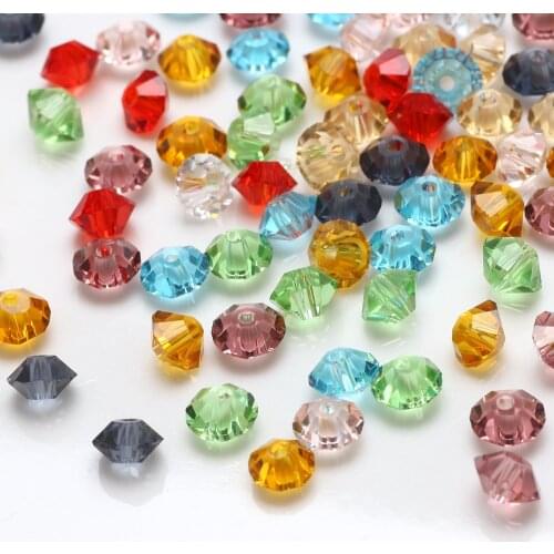 190PCS 6MM Flying Saucer Beads Crystal Glass Faceted Bicone Charm Beads Chinese Beading Wholesale Jewelry Making DIY Accessories