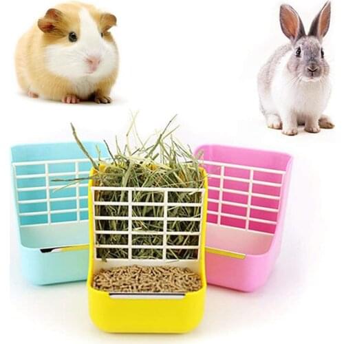 2 in 1 Pet Rabbit Hay Food Feeder Grass Shelf Bowl Dispenser Storage Container