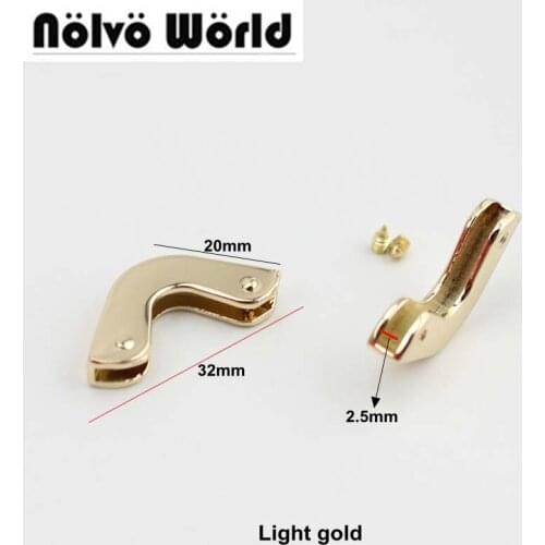 30pcs 20*20mm gold bags decoration end clips in screws,gold tone DIY fashion straps finished clasp,fashion belt tail clasp