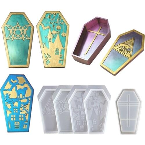 4 Shape Halloween Coffin Box Molds Coffin Storage Box Silicone Molds Art Crafts Crystal Mold Soap Making Drop shipping