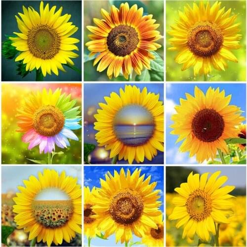 5D Diamond Painting Flower Cross Stitch Kit DIY Handmade Sunflower Round Diamond Embroidery Rhinestone Decoration Picture