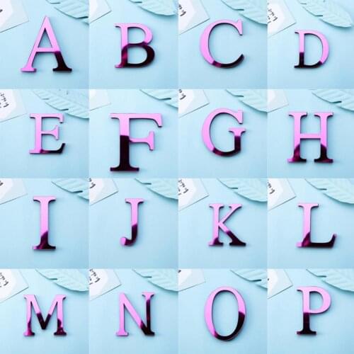 Alphabet Wall Sticker European Rose Red A-Z English 3D Wallpaper Letters Acrylic Mirror Decal Home Living Room Office Decoration