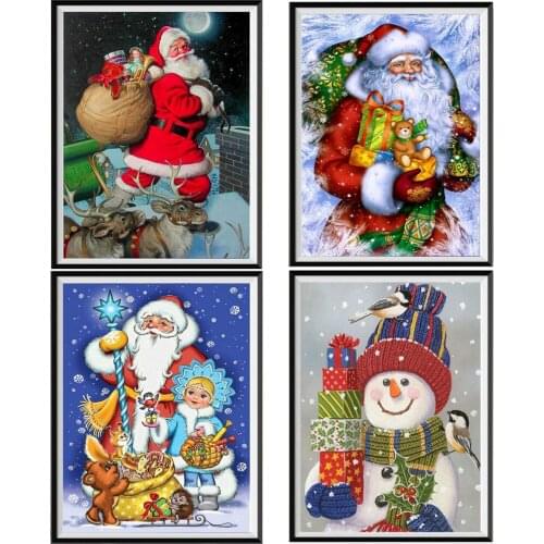 5D Diamond Painting Full Diamond Santa Round Diamond Mosaic Pattern Home Decoration DIY Handmade