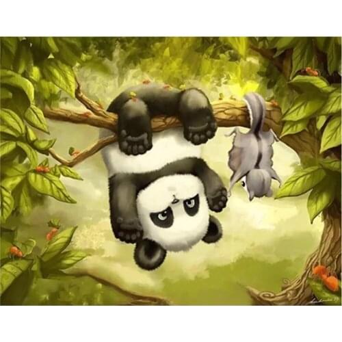 ARMYQZDiamond painting panda mosaic round square animal embroidery ornament for home diamond art