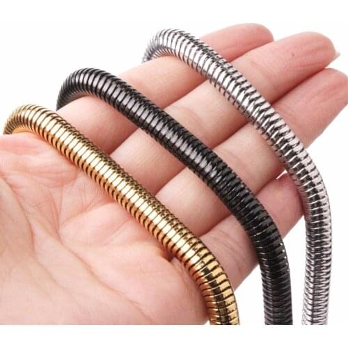 Fashion 6mm Women Men Snake Necklace Chain Stainless Steel Necklace High Quality Silver Color Gold Black Color Choker Chain