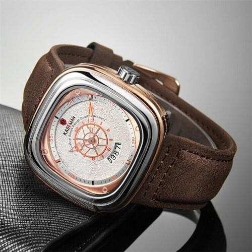 KADEMAN NEW Square Luxury Sport Watches For Men Luxury Men Watches Fashion Square Quartz Watch TOP Brand Casual Leather Wristwa