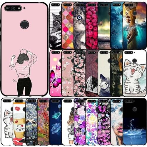 For Huawei Y6 2018 Case Flower Animal Cover Silicone Case For Huawei Honor 7A 7 a Bumper Shockproof Phone Case Coque Bumper Etui