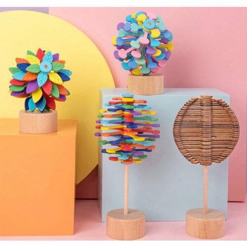 Fibonacci sequence wooden toys spin lollipop Its toy & Decompression device Creative ornaments log toy Childrens toy baby gift