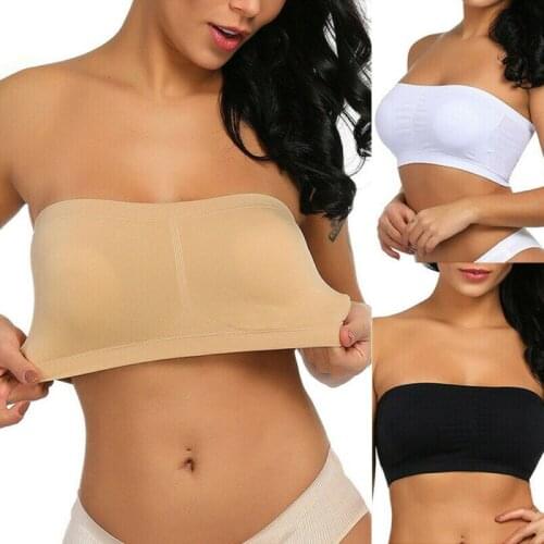 Double Layers Plus Size Strapless Bra Bandeau Tube Removable Padded Top Stretchy Seamless Bandeau Bra Boob Crop