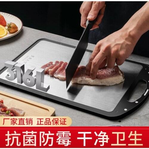 Double-Sided Stainless Steel Chopping Block Easy Clean Cutting Board Fruit Vegetable Meat Chopping Board Practical Kitchen Tool