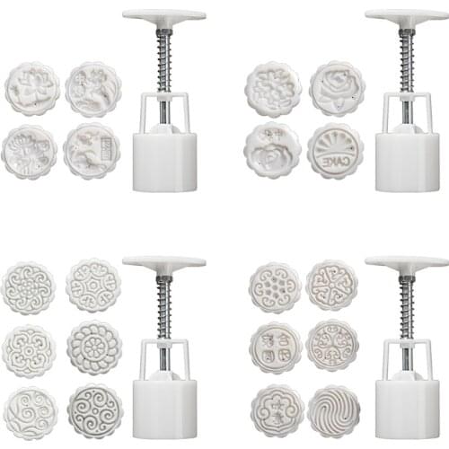 50/75g Mooncake Mold 4/6 Stamps Cookie Cutter Hand Press Green Bean Cake Pastry Mould DIY Bakeware Mid-autumn Festival