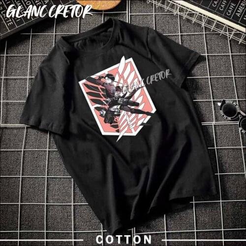 Summer Harajuku T shirt Attack on Titan T-shirts Mens Japanese Anime Tshirt Men Short Sleeve Summer Cotton Tees Tops Man