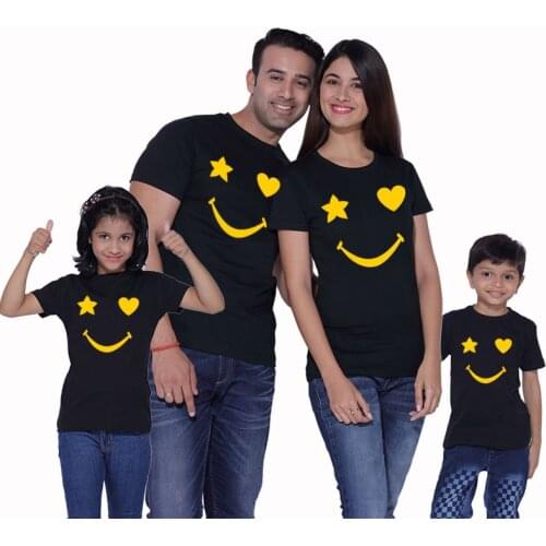 Smile Star Heart T Shirt Family Matching Outfit Funny Family T-shirts