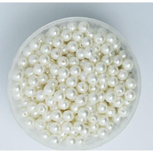 Hot Selling 1000 Pcs Ivory Color Acrylic Plastic Beads Pearl Imitation Round Beads 6mm Dia. (PS-BSG02-02IV)