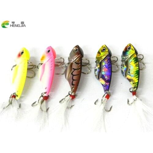 HENGJIA Quick Sinking Metal VIB Crankbait 100PCS 11g Treble Hooks Vibration Lure Fishing Lure Metal Spoon Sequins All Water