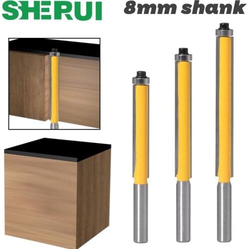 1Pc 8 SHANKlong blade flush bit Flush Trim Router Bit End Bearing For Woodworking Cutting Tool
