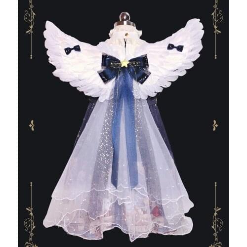 Sweet Lolita Wings Feather White Cosplay Wings w. Veil Party Costume Wing