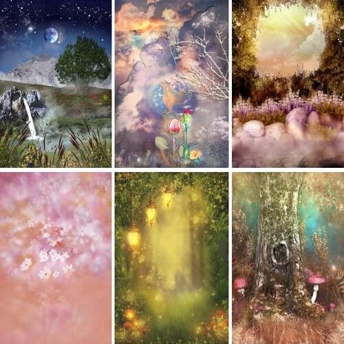 Laeacco Purple Misty Butterfly Scene Custom Portrait Baby Shower Photography Backgrounds Photo Backdrops For Photo Studio Decor