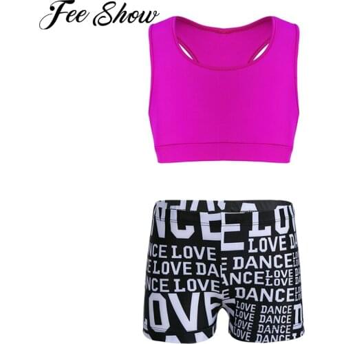 2019 New Kids Toddler Girls Clothes Tankini Outfit Tank Top with Letters Printed Bottoms Set for Ballet Dance Gym Workout Vest